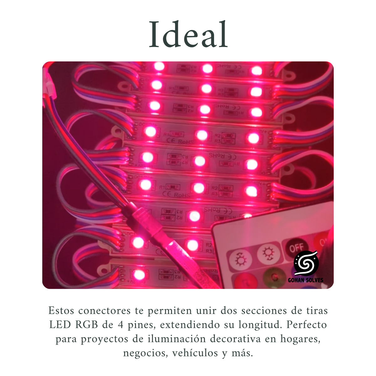 Foto 6 pulgar | Conector Con Cable De 4 Pines Para Tiras Led Rgb, 12 Piezas