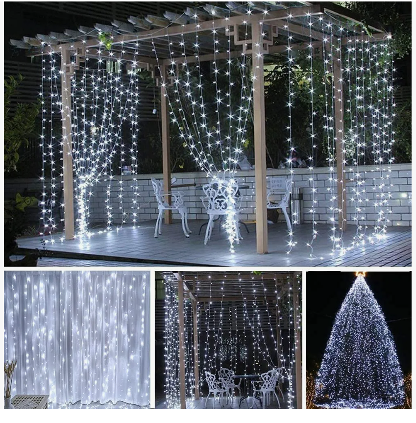 Foto 5 pulgar | Luces tipo Cortina con 300 Luces Blancas 3 x 3 m
