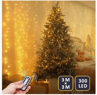 Foto 2 | Luces tipo Cortina con 300 Luces Amarillas 3 x 3 m