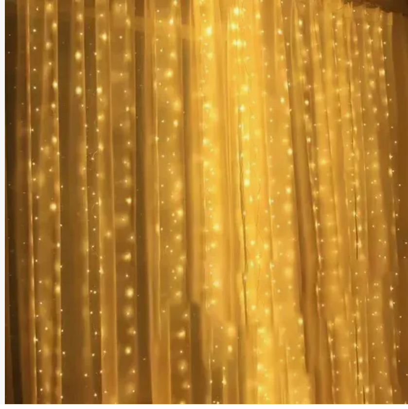 Foto 5 pulgar | Luces tipo Cortina con 300 Luces Amarillas 3 x 3 m