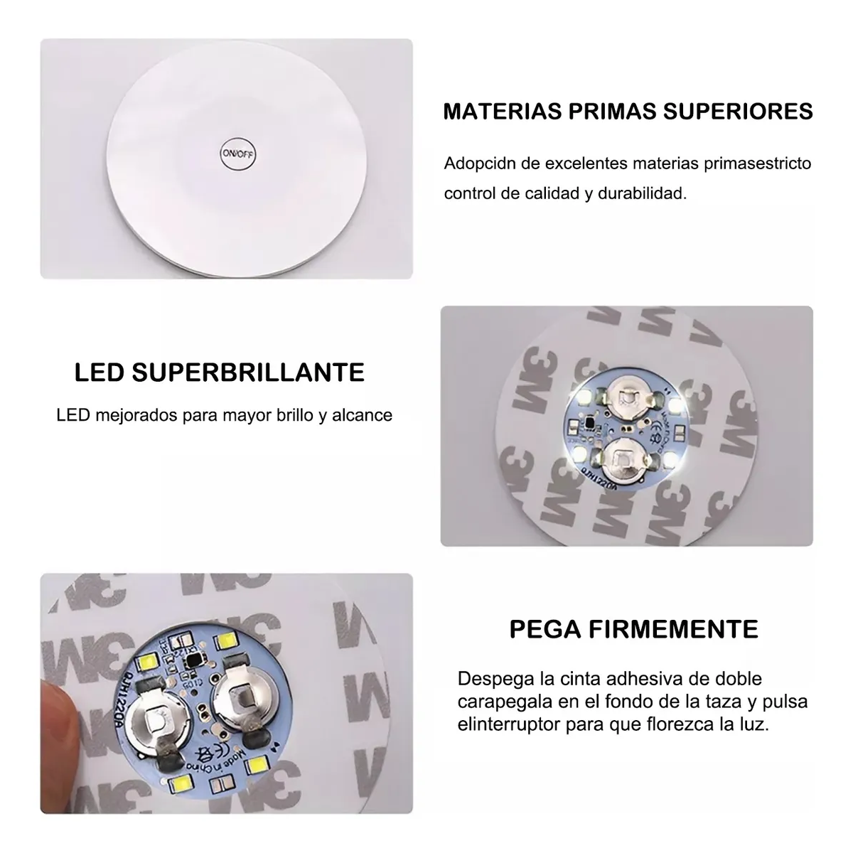 Foto 4 pulgar | 30 Pegatinas Para Botellas Posavasos Luces Taza Tapete Led  Multicolor