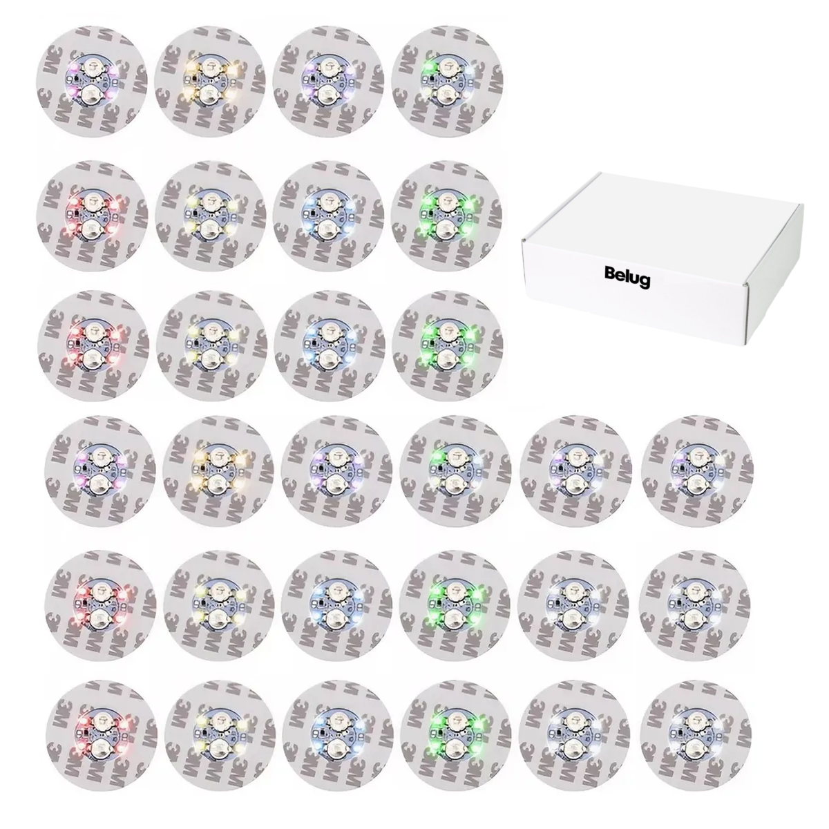 30 Pegatinas Para Botellas Belug Posavasos Luces Taza Tapete Led Multicolor