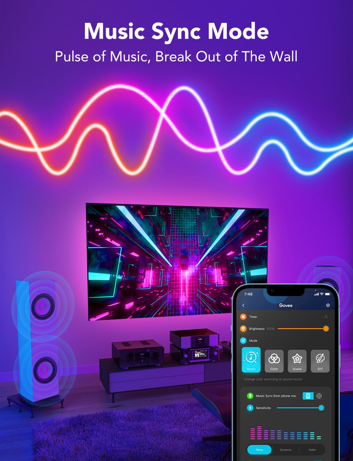 Foto 6 | Lámpara Con Forma De Cuerda De Neón, 10 M, Rgbic, Con Sincronización De Música, Alexa, Google - Venta Internacional.