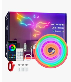 Foto 1 | Tiras De Luces Neón Flex Led 3m Bluetooth Rgbic App Control Remoto,para Luz De Fondo De Tv Y Computadora