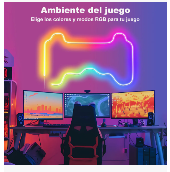 Foto 4 pulgar | Tiras De Luces Neón Flex Led 3m Bluetooth Rgbic App Control Remoto,para Luz De Fondo De Tv Y Computadora