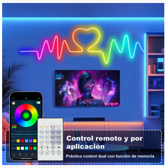 Foto 5 pulgar | Tiras De Luces Neón Flex Led 3m Bluetooth Rgbic App Control Remoto,para Luz De Fondo De Tv Y Computadora