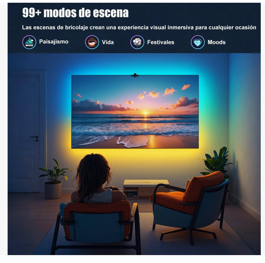 Foto 5 pulgar | Tira Led Televisión Wifi Luz De Inmersión Cine Tv Aplicación