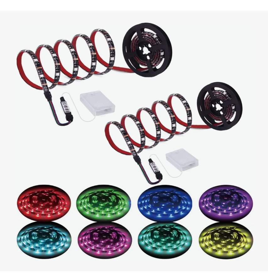 Foto 2 pulgar | Tira De Luces Led Rgb 5050 Impermeable Con Pilas 4m(2 X 2m)