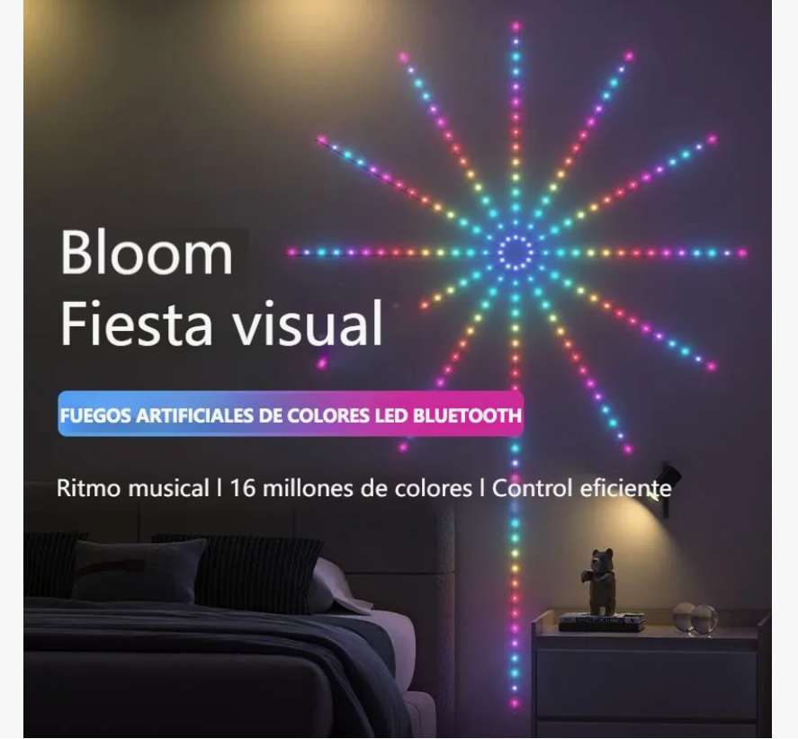 Foto 3 pulgar | Tira De Luz Led Inteligente De Fuegos Artificiales Bluetooth