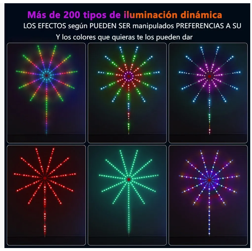 Foto 4 pulgar | Tira De Luz Led Inteligente De Fuegos Artificiales Bluetooth
