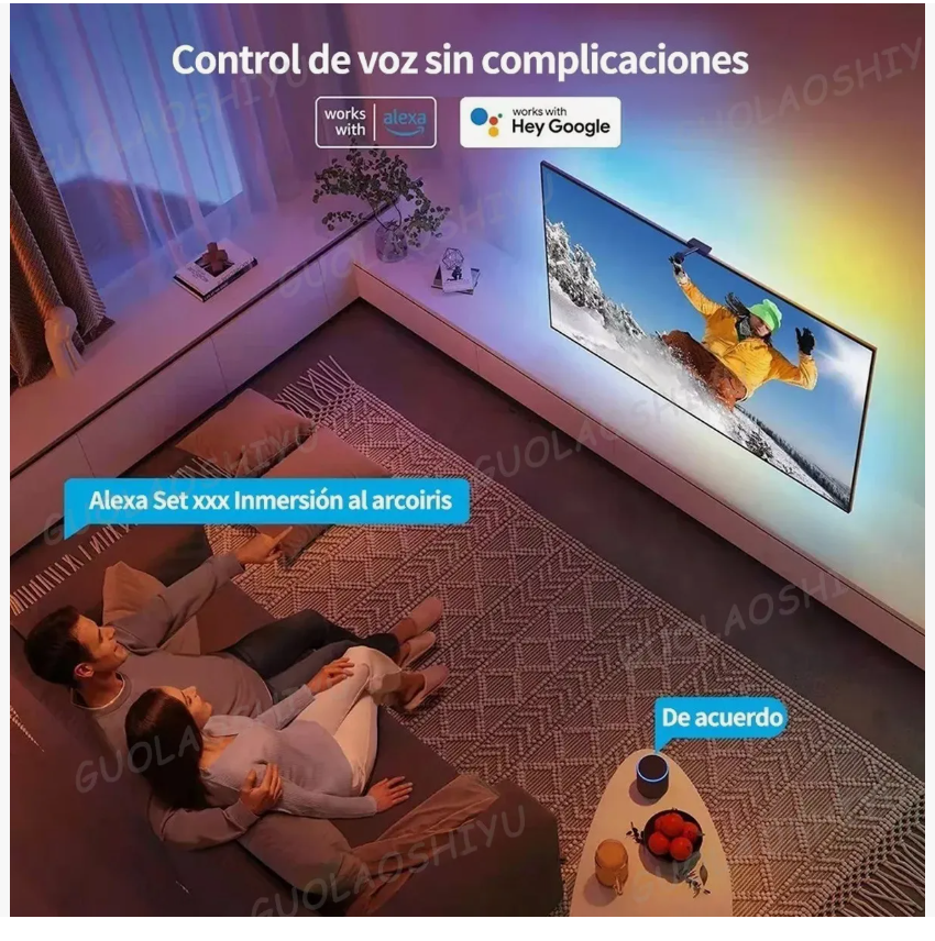Foto 6 pulgar | Tira Led Televisión Wifi Luz Alexa De Inmersión Con Cámara