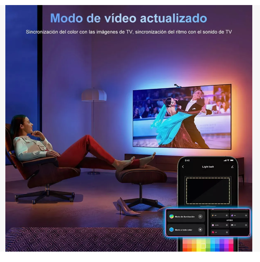 Foto 3 | Tira Led Tv Fancy Wifi Luz De Inmersión Cine Para Alexa