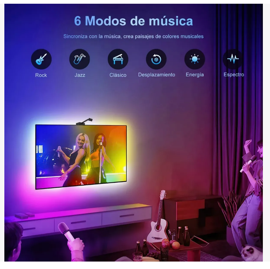 Foto 4 | Tira Led Tv Fancy Wifi Luz De Inmersión Cine Para Alexa