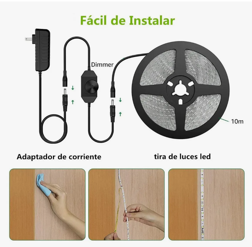 Foto 5 pulgar | Tira De Luces 1200 Led Blancas Regulador 6000k 10m Para Hogar