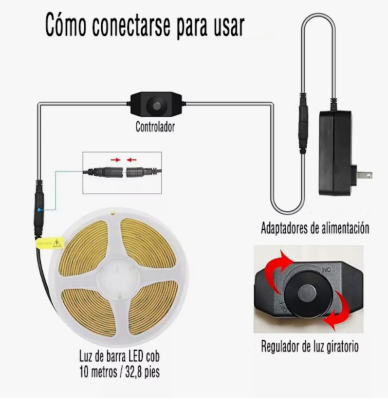 Foto 3 pulgar | Tira Luz Led Flex 24v  10m Interior 320leds/m Regulador