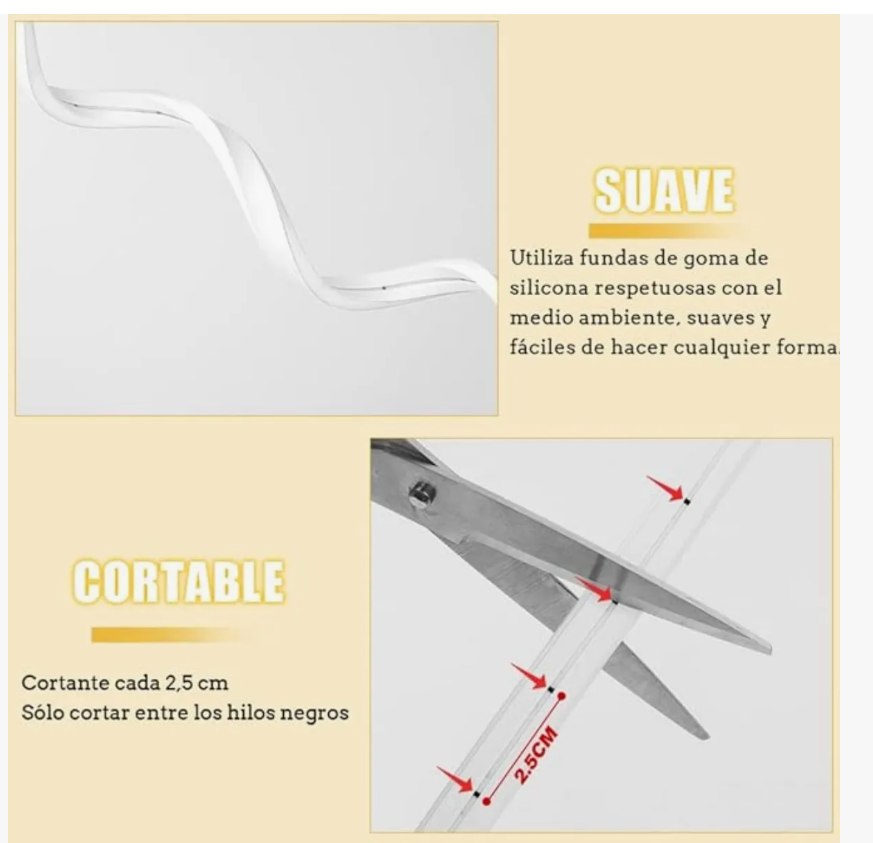 Foto 2 | Tiras De Led Luz Neón Flexible 10m Manguera Con Fuente Ip67