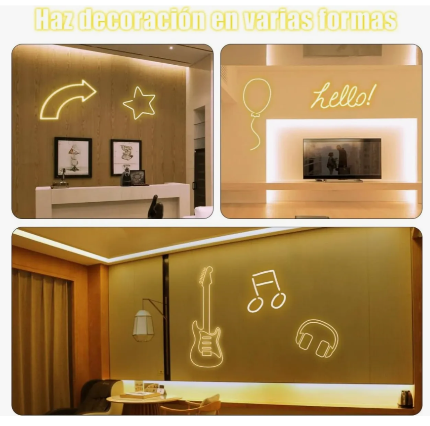 Foto 5 | Tiras De Led Luz Neón Flexible 10m Manguera Con Fuente Ip67