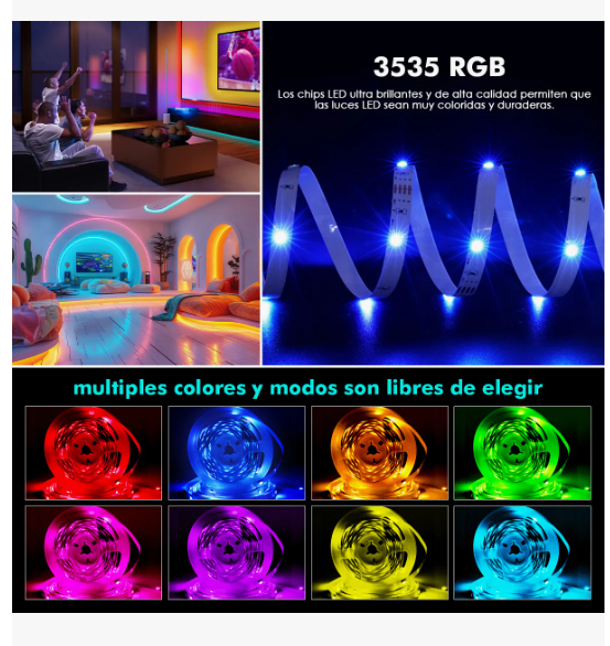 Foto 5 pulgar | Tira De Luces Led 10m Usb Rgb Luces Led Para Cuarto Multicolor Decoración