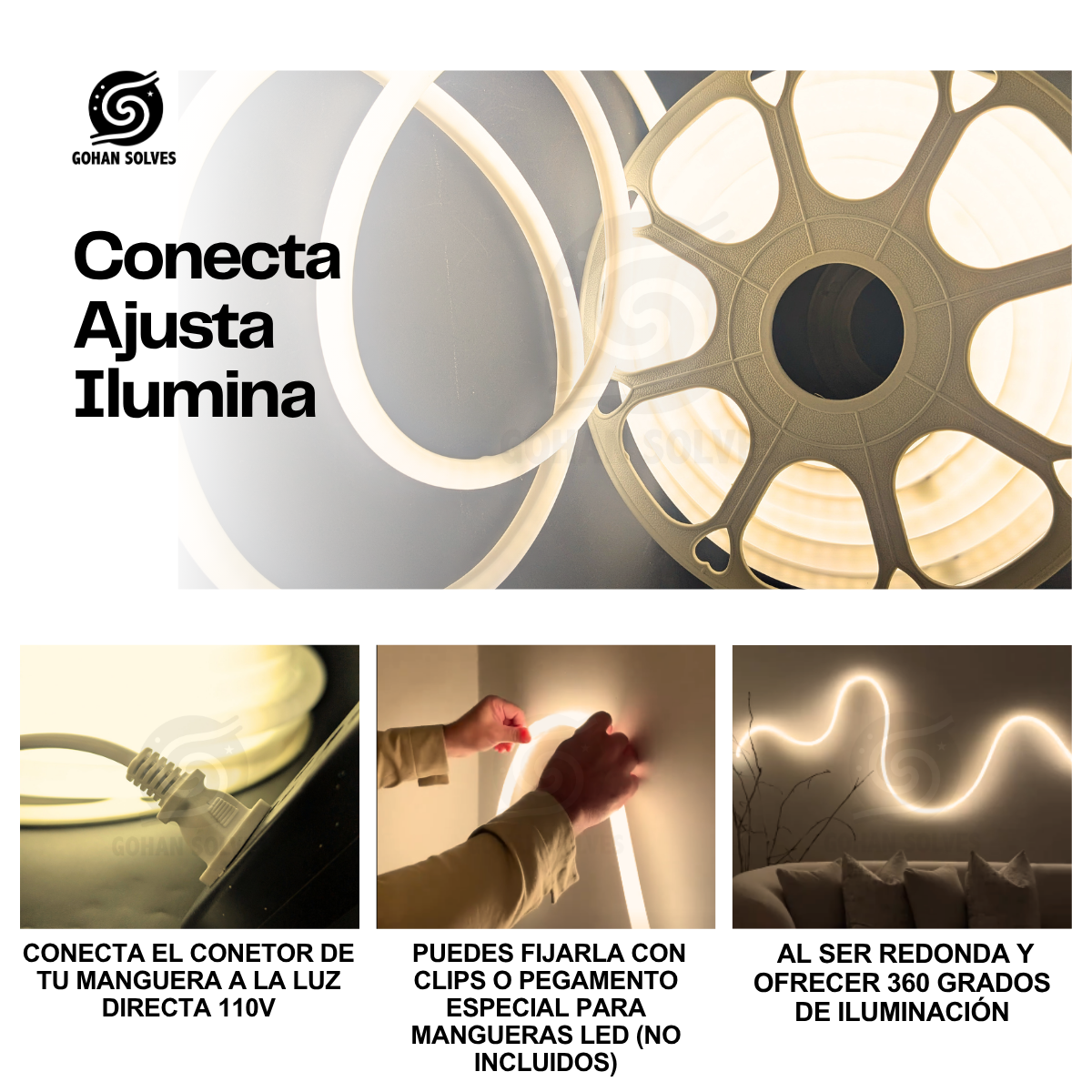 Foto 5 pulgar | Manguera Led Neón Redonda 25m Blanco Cálido 360° Flexible Ip65