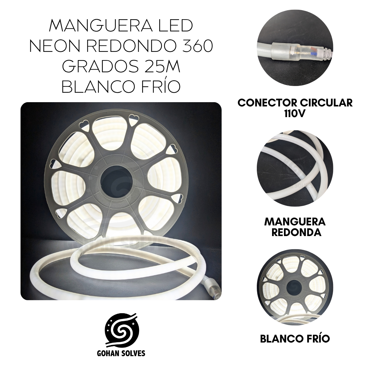Foto 4 pulgar | Manguera Led Neón Redonda 25m Blanco Cálido 360°