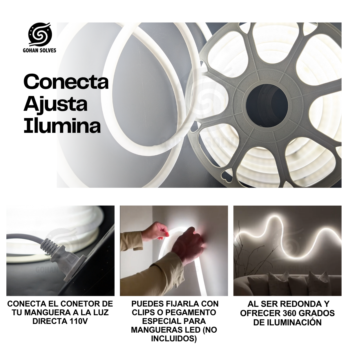 Foto 5 pulgar | Manguera Led Neón Redonda 25m Blanco Cálido 360°