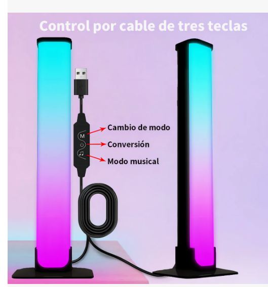 Foto 3 pulgar | Barra de Luz Inteligente App Control Música Rgbic 2 Piezas