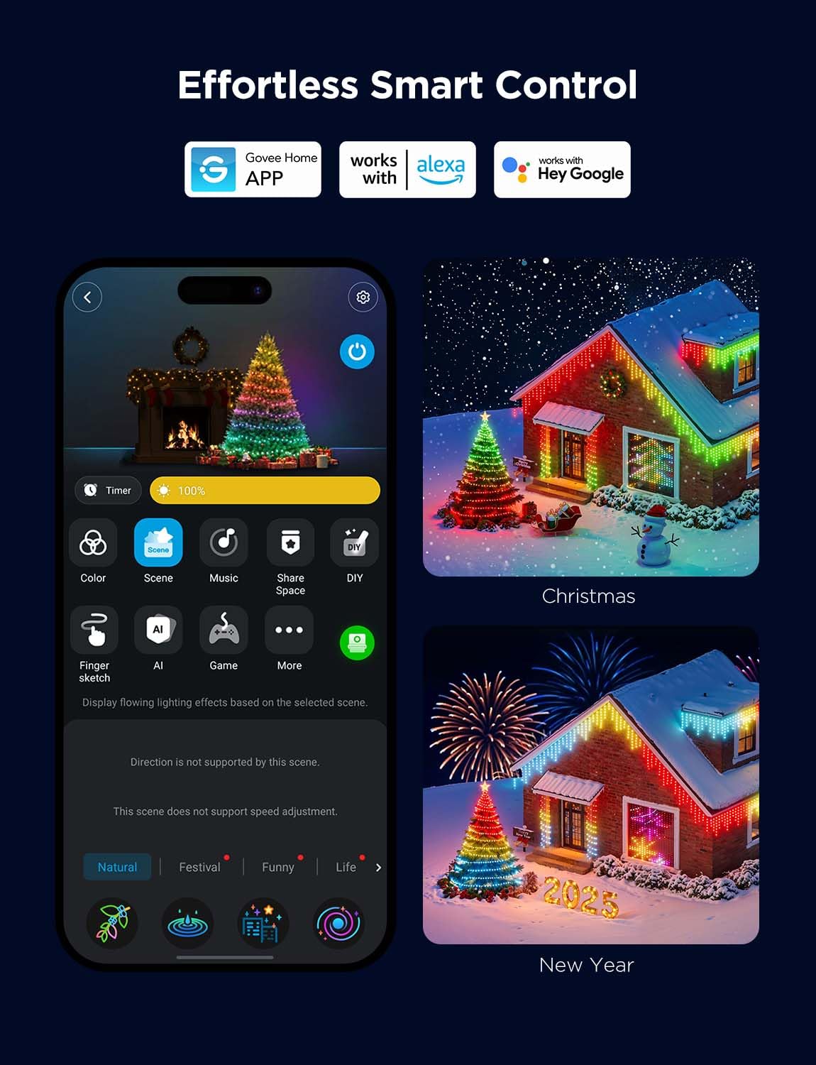 Foto 5 | Juego De Luces Navideñas Govee Holly-jolly Rgbic Led, 1 Paquete - Venta Internacional.