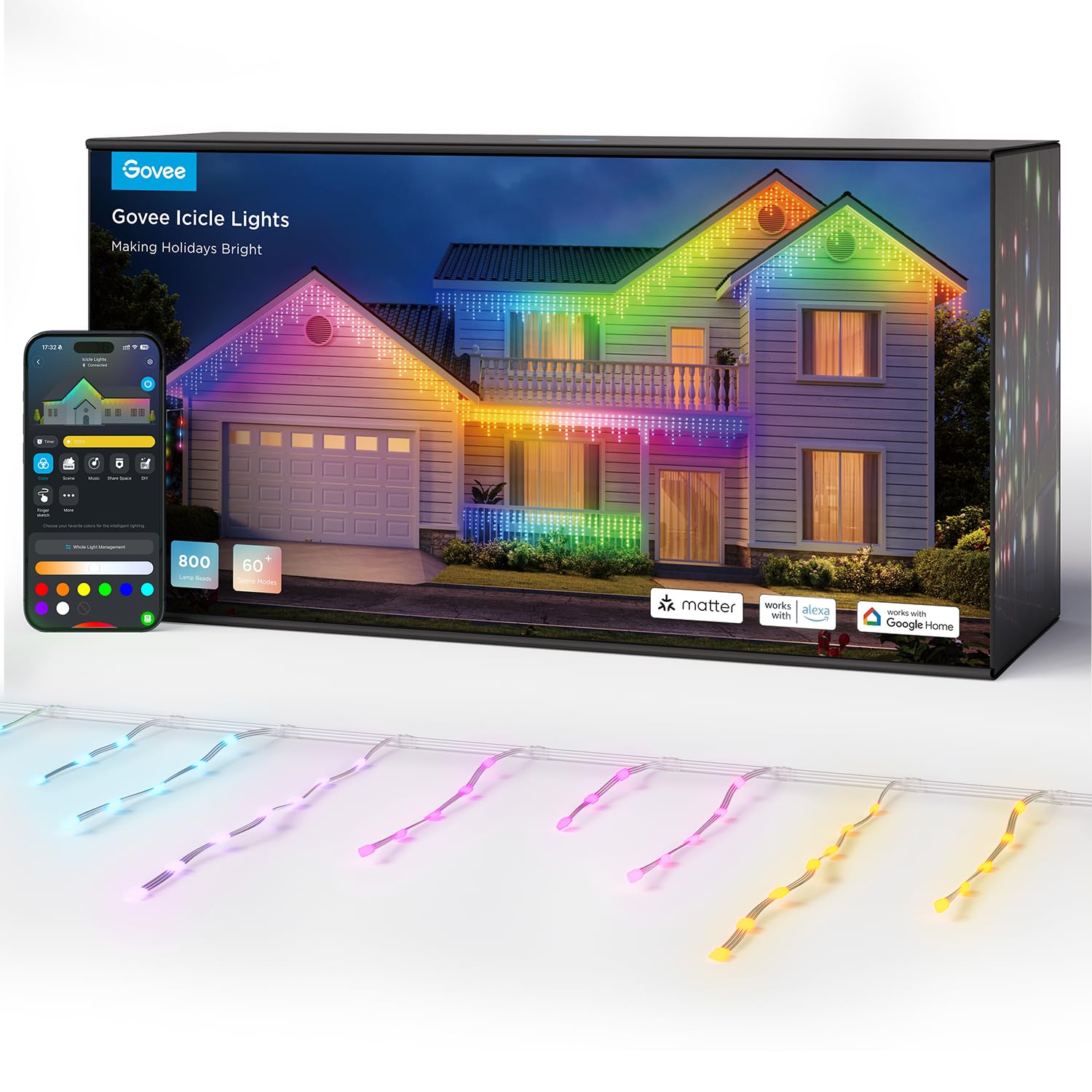 Foto 1 | Icicle Lights Govee Smart Rgbic 66 Pies 800 Led Ip65 A Prueba De Agua - Venta Internacional.