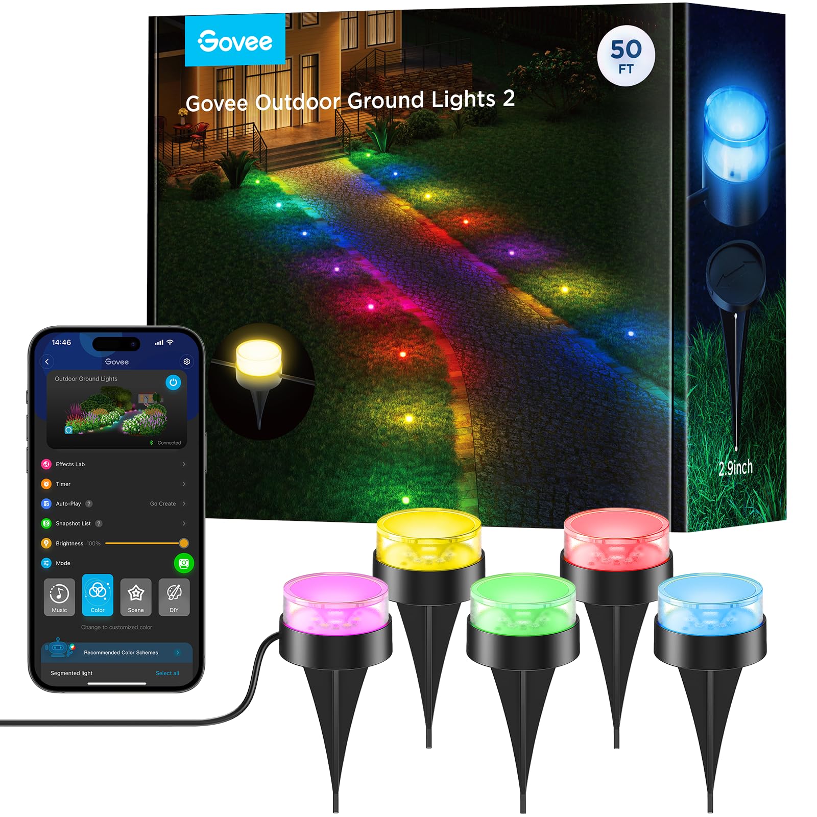 Foto 2 pulgar | Luces De Suelo Para Exteriores Govee, Paquete De 15, 50 Pies, Rgbic Pathway Ip67 - Venta Internacional.