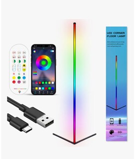 Foto 1 | Lampara De Piso Rgb Con 1.42m Control Remoto Rgbic Rainbow Bluetooth Color Negro