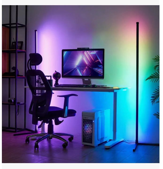Foto 2 | Lampara De Piso Rgb Con 1.42m Control Remoto Rgbic Rainbow Bluetooth Color Negro