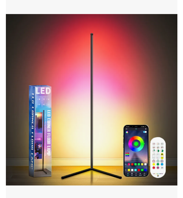 Foto 5 | Lampara De Piso Rgb Con 1.42m Control Remoto Rgbic Rainbow Bluetooth Color Negro