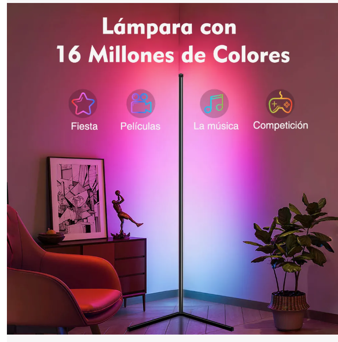 Foto 4 pulgar | Lámpara De Piso De Esquina Rgb Bluetooth Con Usb Lámpara De Pie Led App Control