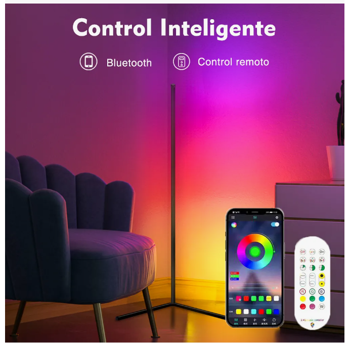 Foto 5 pulgar | Lámpara De Piso De Esquina Rgb Bluetooth Con Usb Lámpara De Pie Led App Control