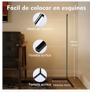 Foto 5 | Lámpara De Piso De Esquina Rgb Bluetooth Con Usb Lámpara De Pie Led App Control