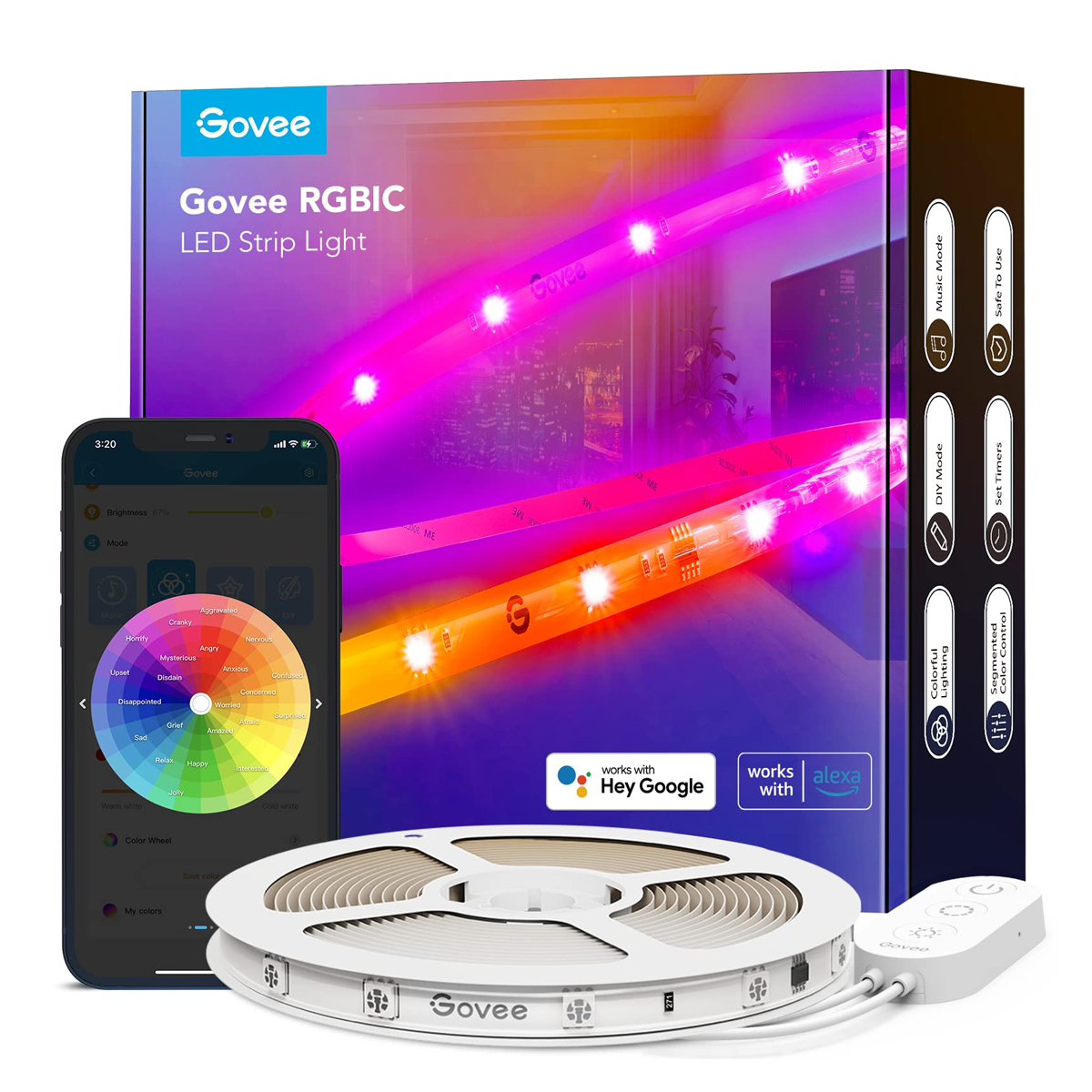 Foto 2 pulgar | Govee Rgbic Wi-fi + Bluetooth Led Strip Lights With Protective Coating (5m)