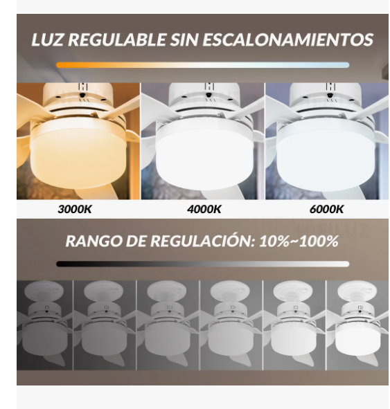 Foto 5 pulgar | Foco Con Ventiladores De Techo 40cm 5 Aspas Con Control Remoto
