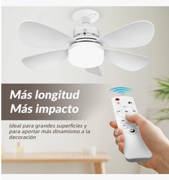 Foto 6 | Foco Con Ventiladores De Techo 40cm 5 Aspas Con Control Remoto