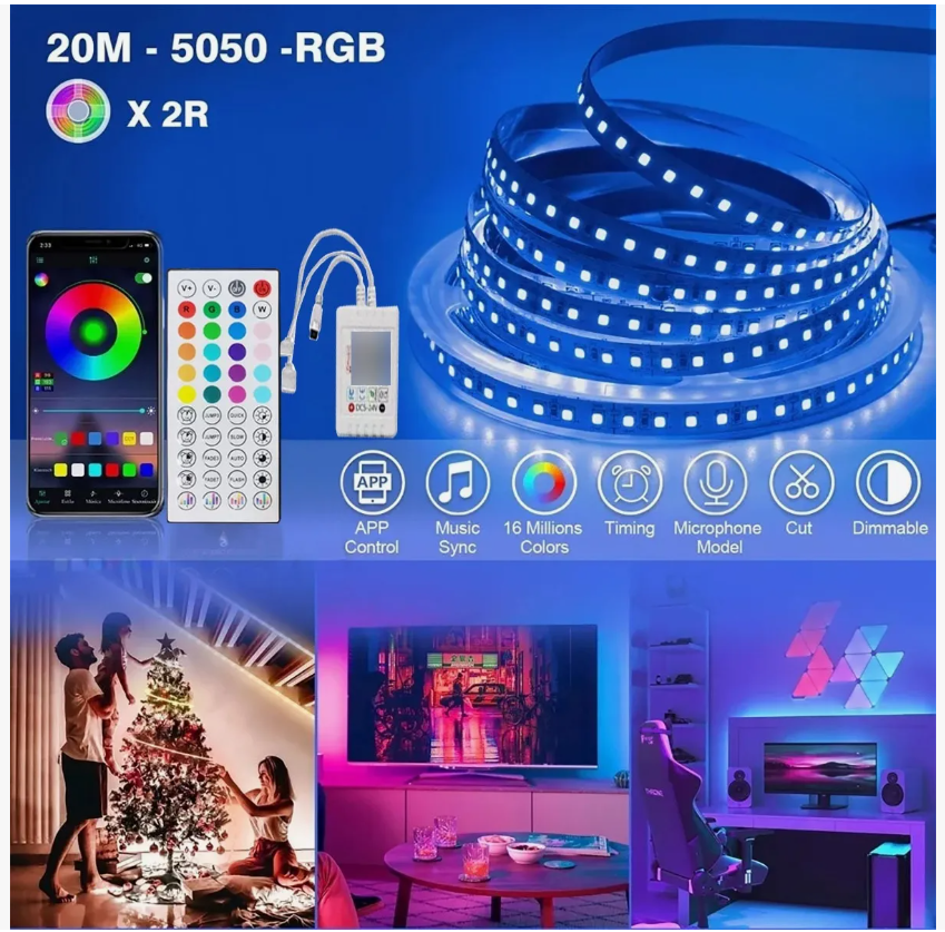Foto 3 pulgar | Luces Led App Bluetooth Control 5050 Rgb 20m