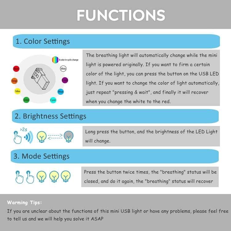 Foto 4 pulgar | Luz Led Rgb Aozita Mini Usb Tipo C Con Brillo Ajustable - Venta Internacional.
