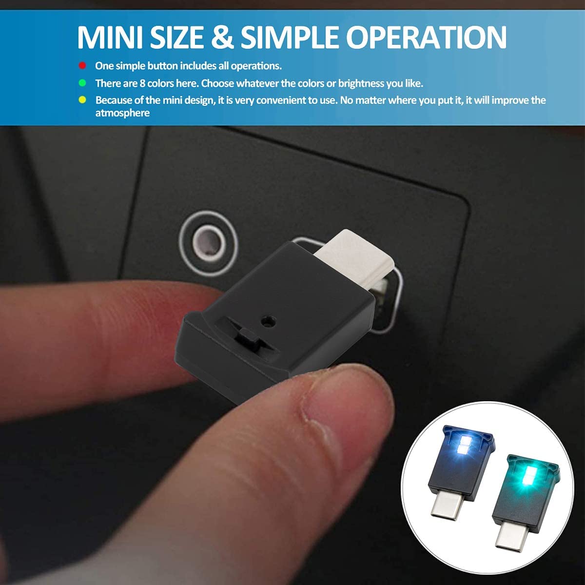 Foto 6 pulgar | Luz Led Rgb Aozita Mini Usb Tipo C Con Brillo Ajustable - Venta Internacional.