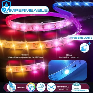 Foto 2 | Tira De Luz Led Smart Wifi 5050 Ip65 De 5m | Impermeable, Flexible, Rgb | Colores Pastel, Controlable Por Voz Con Alexa