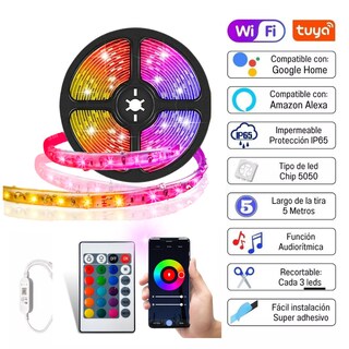 Foto 5 | Tira De Luz Led Smart Wifi 5050 Ip65 De 5m | Impermeable, Flexible, Rgb | Colores Pastel, Controlable Por Voz Con Alexa
