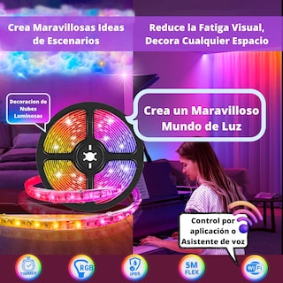 Foto 6 | Tira De Luz Led Smart Wifi 5050 Ip65 De 5m | Impermeable, Flexible, Rgb | Colores Pastel, Controlable Por Voz Con Alexa