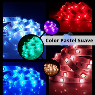 Foto 7 | Tira De Luz Led Smart Wifi 5050 Ip65 De 5m | Impermeable, Flexible, Rgb | Colores Pastel, Controlable Por Voz Con Alexa