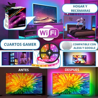 Foto 8 | Tira De Luz Led Smart Wifi 5050 Ip65 De 5m | Impermeable, Flexible, Rgb | Colores Pastel, Controlable Por Voz Con Alexa