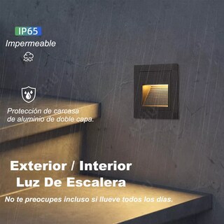 Foto 2 | Set Lampara Led Escalera Pared Foco 3w Ip65 3500k 4 Piezas Eo Safe Imports Esi-14286 Negro