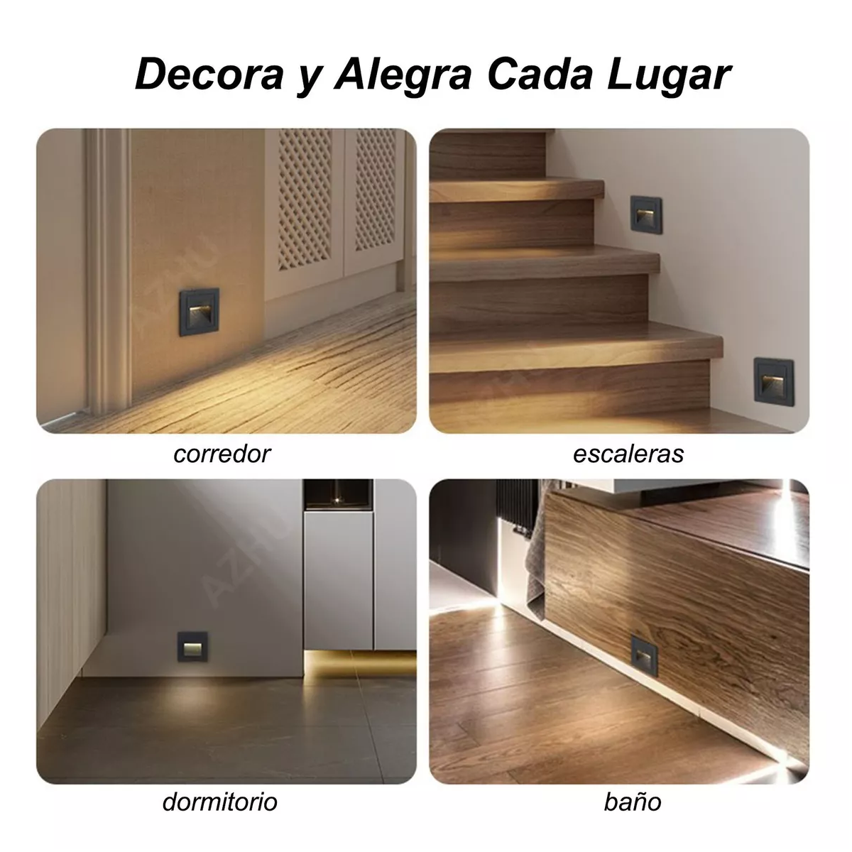 Foto 4 pulgar | Set Lampara Led Escalera Pared  Foco 3w Ip65 3500k 4 Piezas Eo Safe Imports Esi-14286 Negro