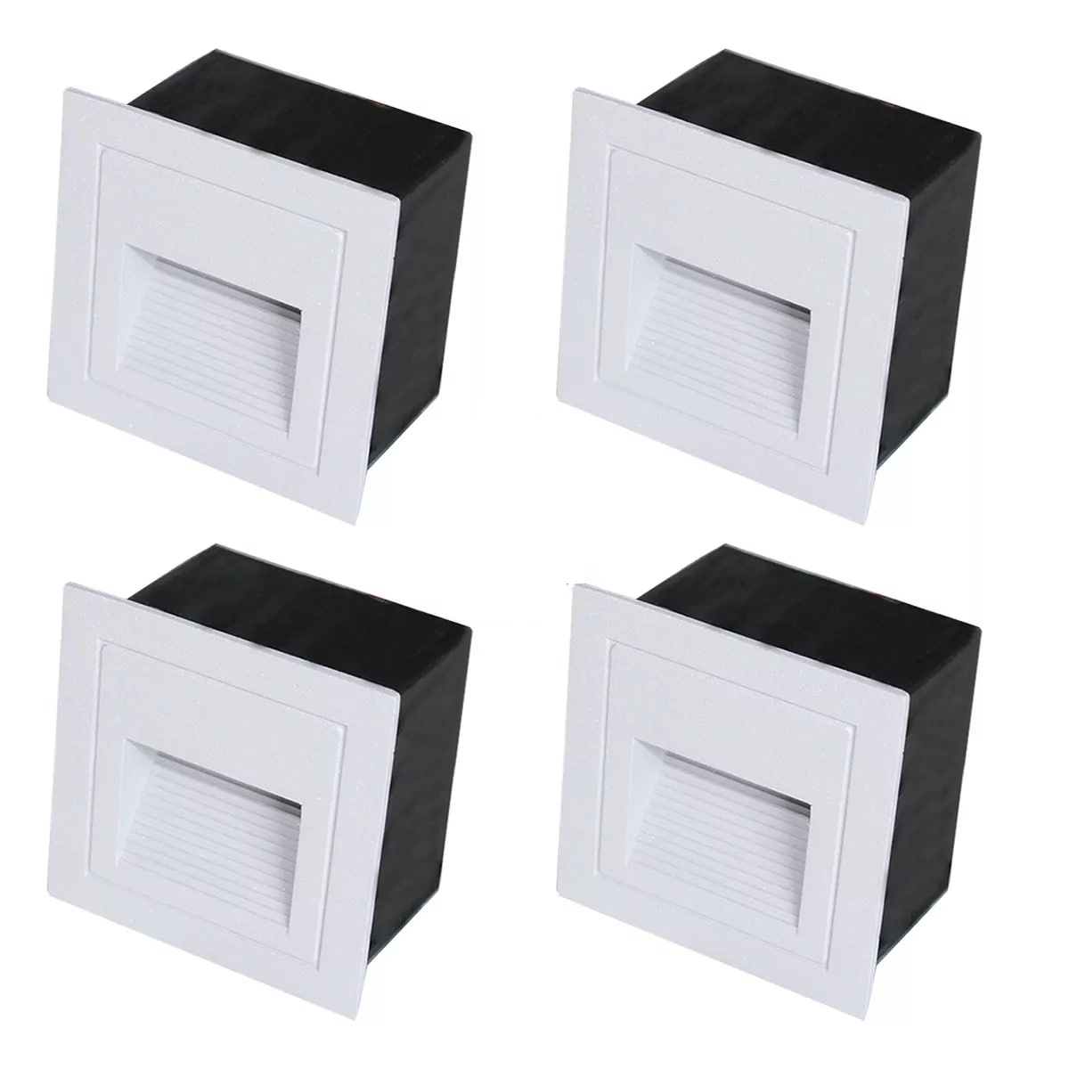 Set Lampara Led Escalera Pared  Foco 3w Ip65 Blanco-luz Calida-3500k 4 Piezas Eo Safe Imports Esi-14283 Blanco $829