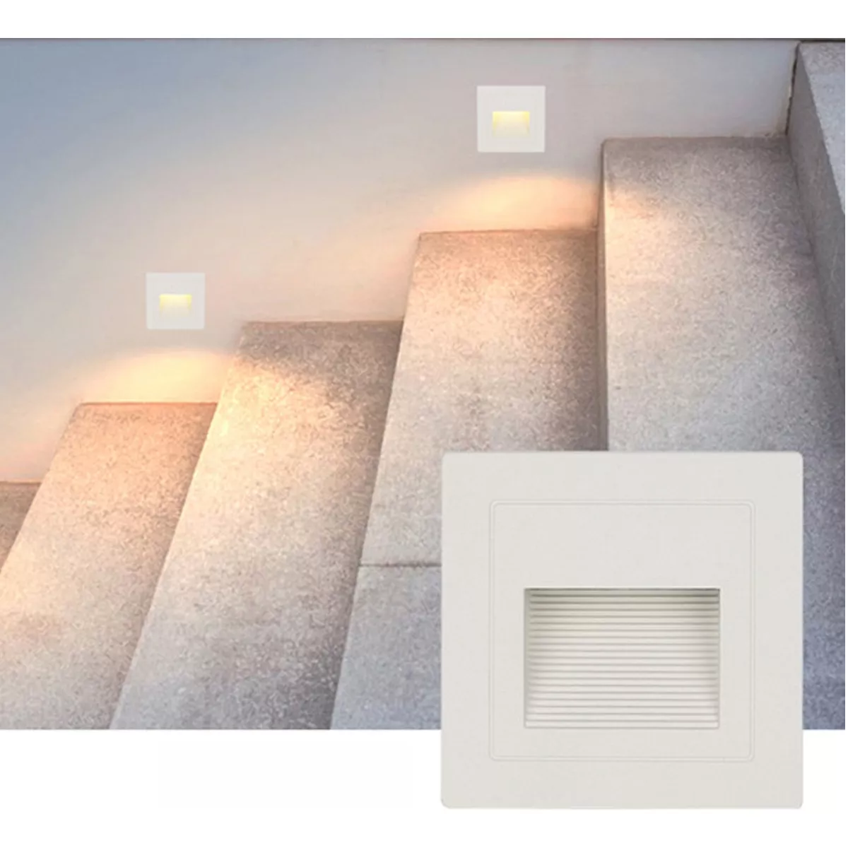 Foto 4 pulgar | Set Lampara Led Escalera Pared  Foco 3w Ip65 Blanco-luz Calida-3500k 4 Piezas Eo Safe Imports Esi-14283 Blanco